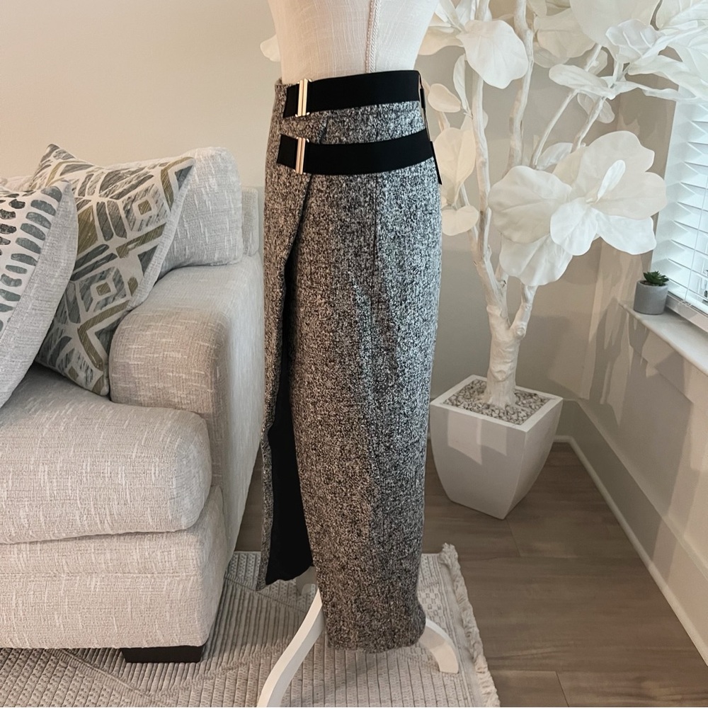 J LUX Label Gisele Gray Tweed Slit Women's Skirt - Picture 9 of 11